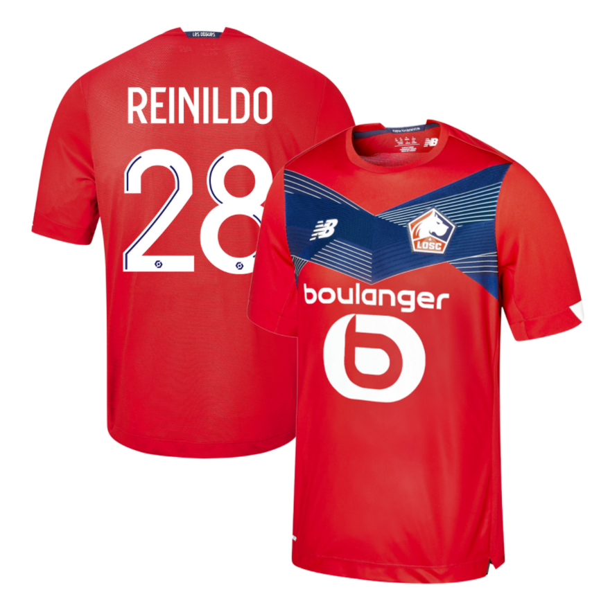 LOSC Lille Home Kit Soccer Jersey REINILDO #28 2020/21